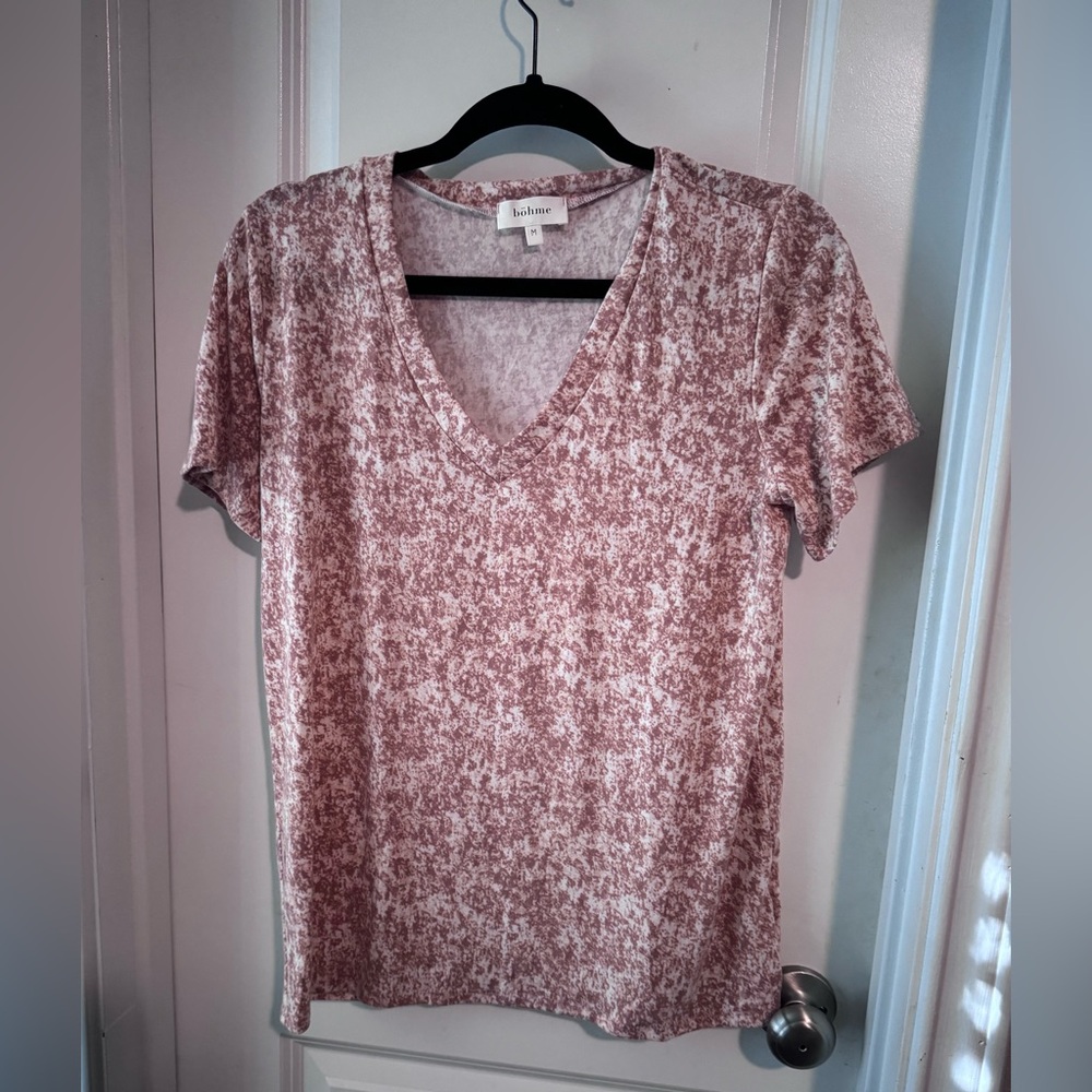 Bohme Gold Pink Fitted Short Sleeve Blouse